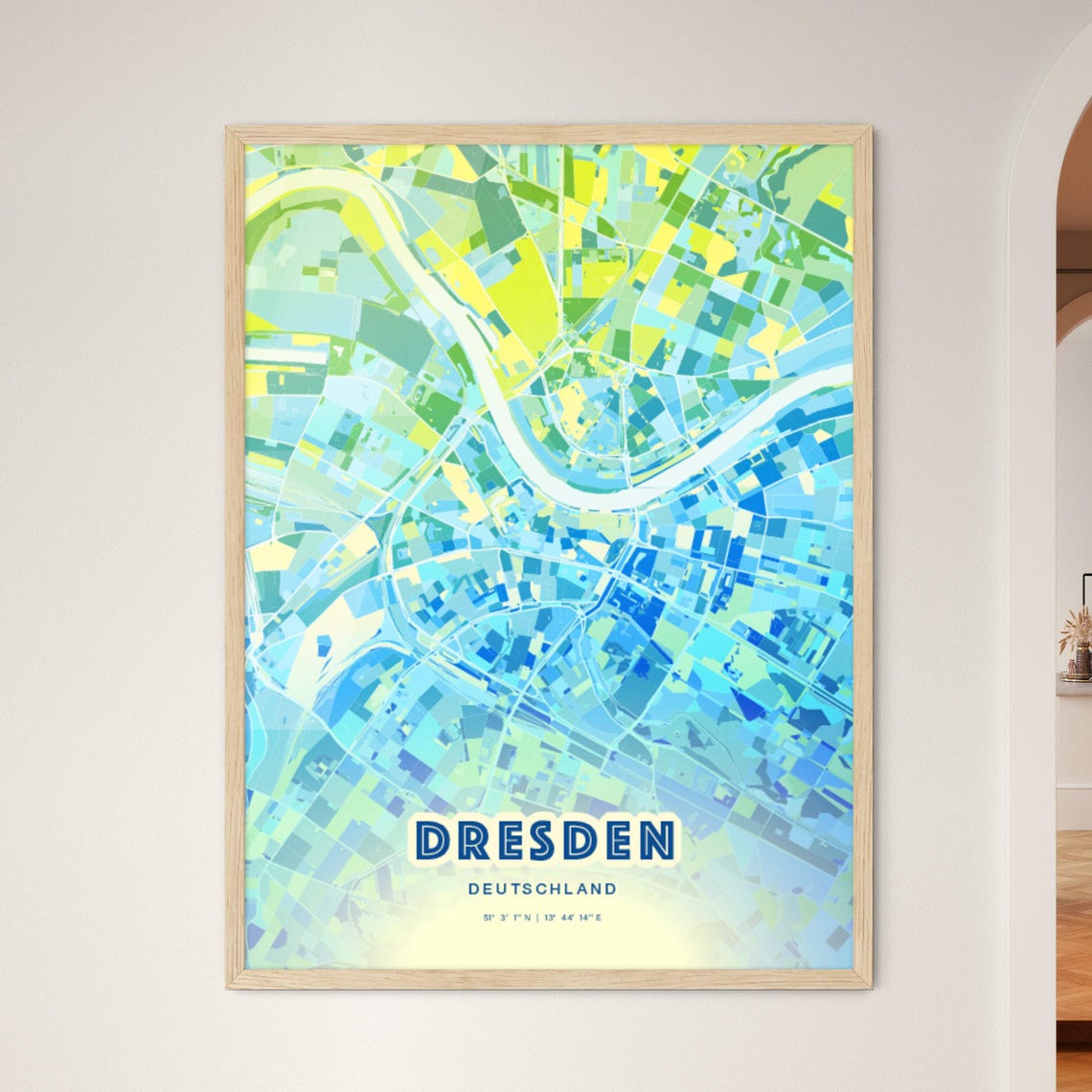 Dresden Germany Customizable City Map Poster For Home Wall Decor