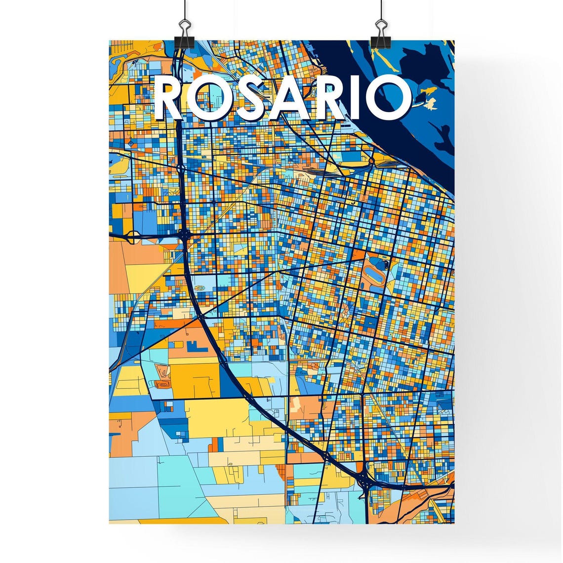 Rosario Argentina Colorful Vibrant City Street Map Art Poster - Image 4