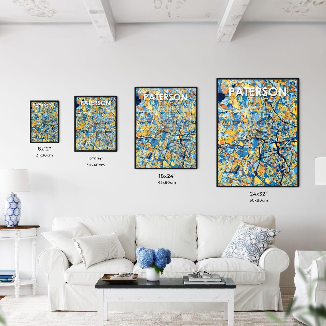 Paterson Vibrant Geometric Mosaic City Street Map Art Poster - Image 3