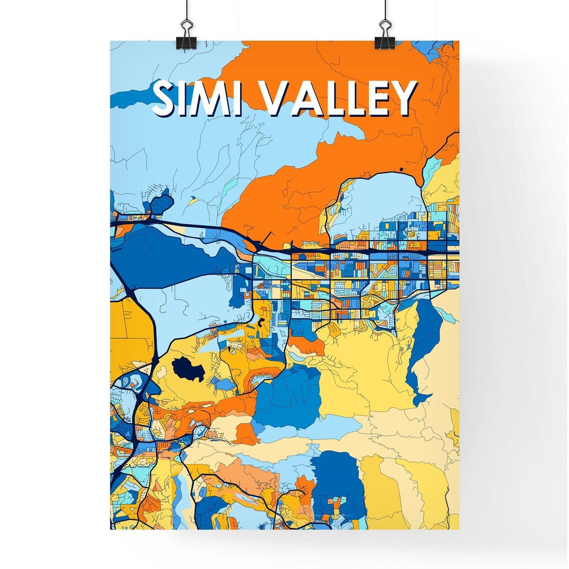 Simi Valley California City Map Poster Vibrant Modern Wall Decor - Image 4