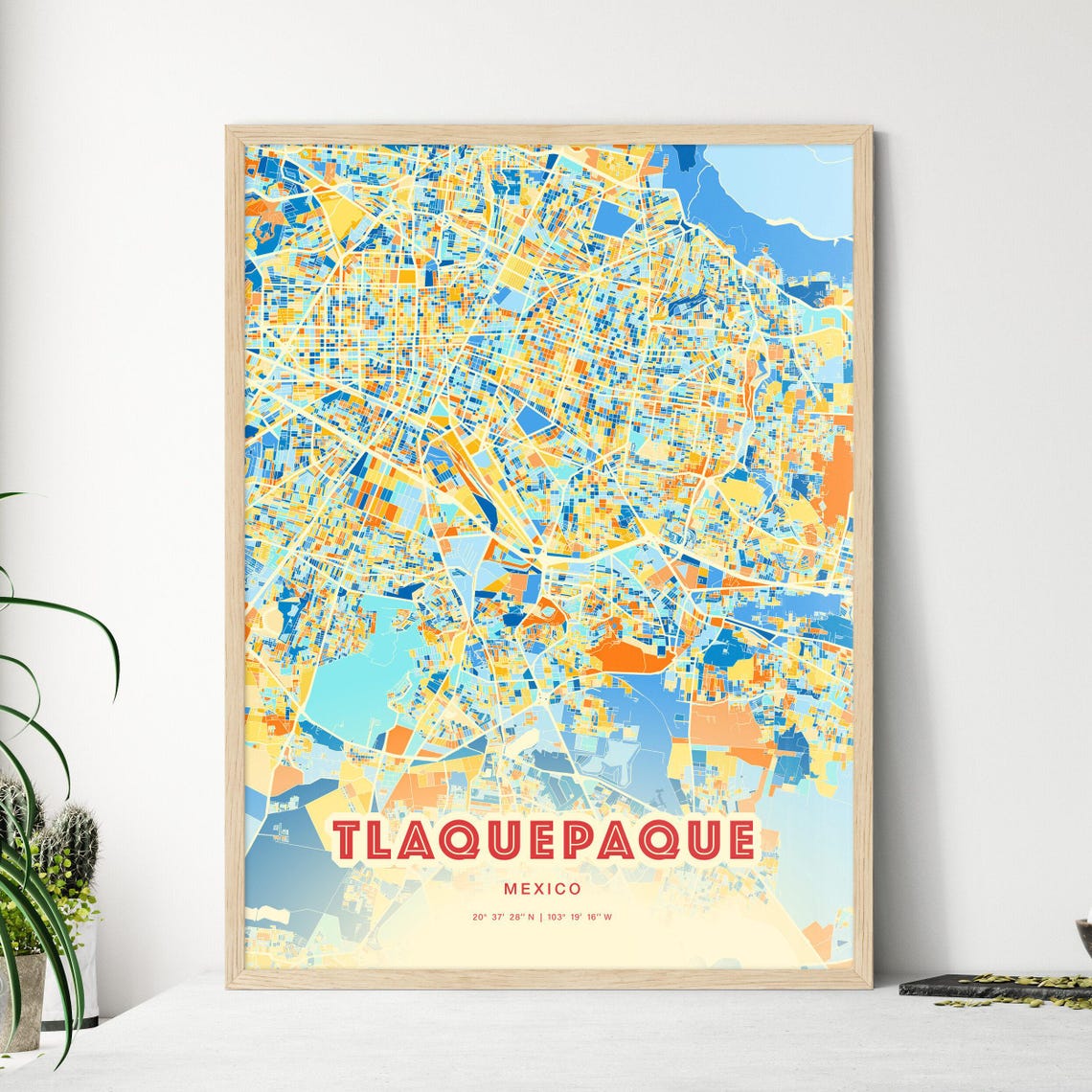 Tlaquepaque Mexico Modern Colorful City Street Map Art Poster - Image 3