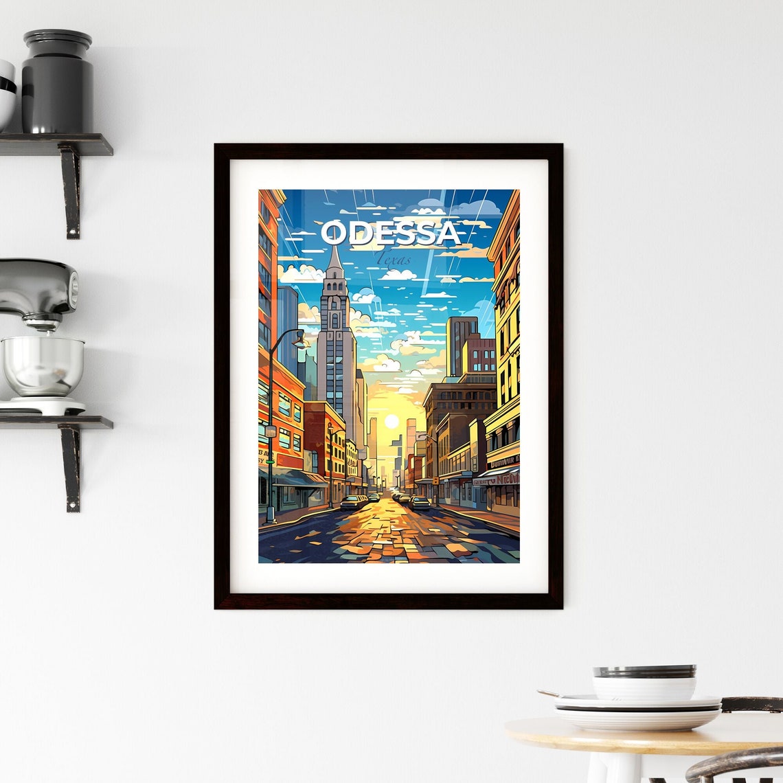 Odessa Texas Downtown Sunset Street Vintage Style Travel Poster - Image 2