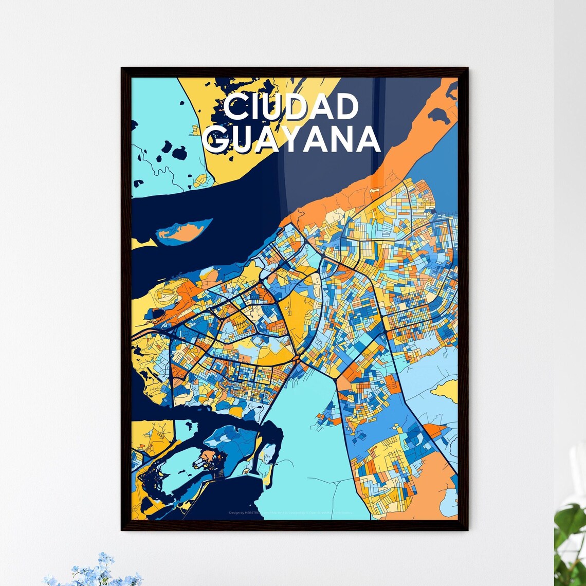Ciudad Guayana Venezuela Colorful Modern City Street Map Travel Decor Poster