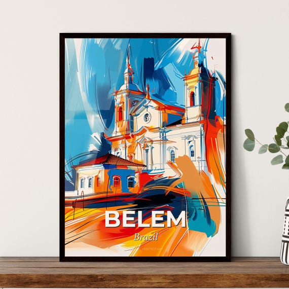 Vibrant Belem Brazil A Painting Of A Building Colorful Cities Paintings Customizable