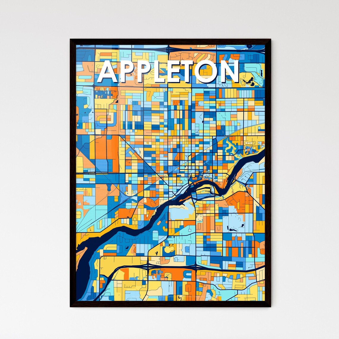 Appleton Wisconsin Vibrant Colorful Mosaic City Street Map Art Poster