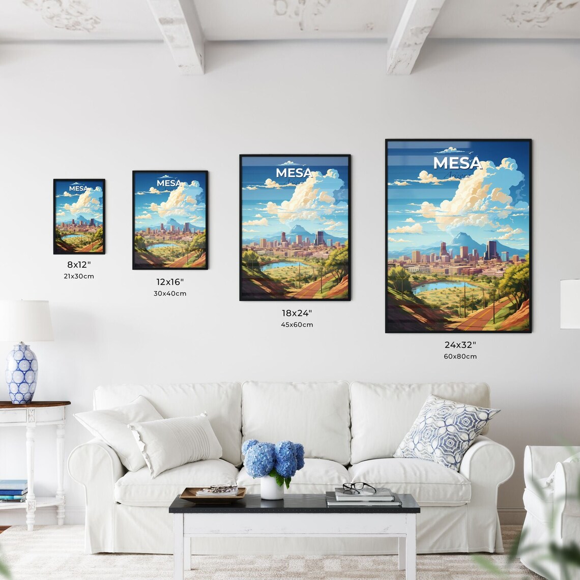 Mesa Arizona Desert Valley Mountain Lake Vista Travel Poster - Image 3