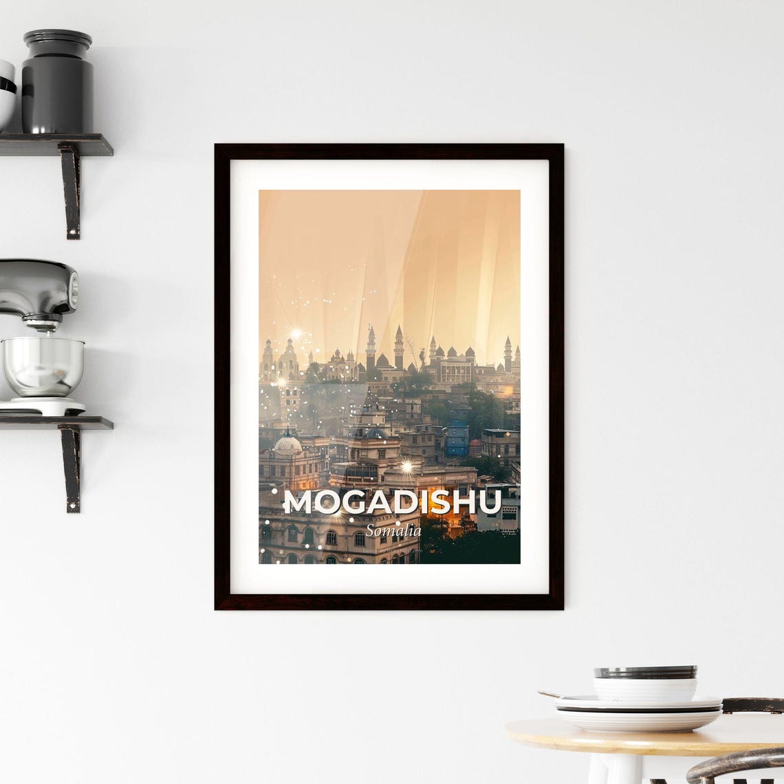 Mogadishu Somalia Cityscape Mosques Golden Sunset Sky Art Poster - Image 2