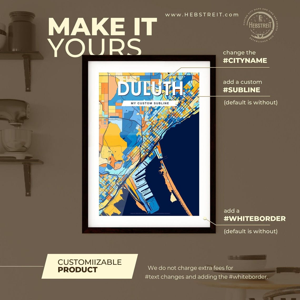 Duluth Minnesota Colorful Geometric City Street Map Art Poster - Image 2