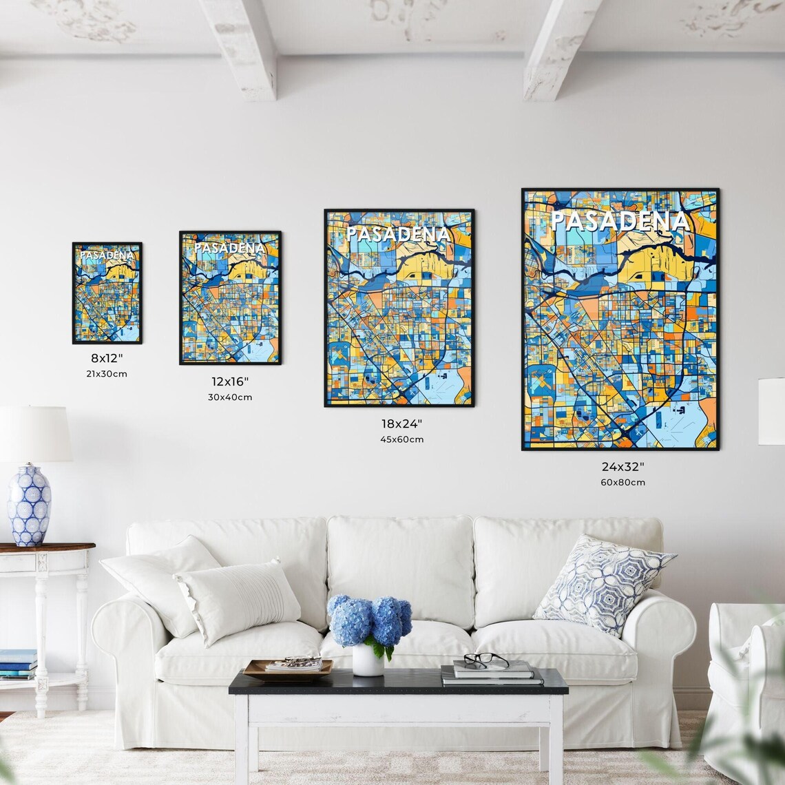 Pasadena Texas Vibrant Colorful Geometric Street Grid City Map Art Poster - Image 3