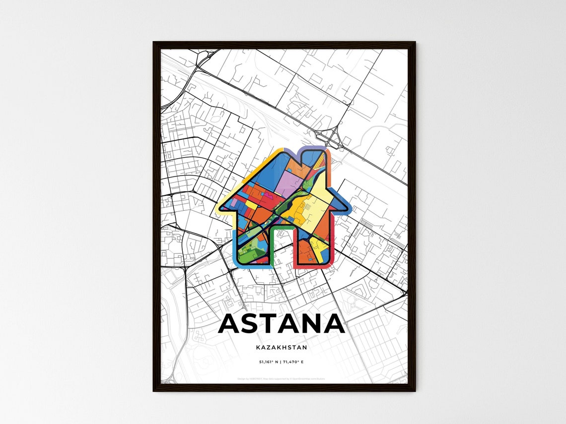 Astana Kazakhstan Minimalist Line Art Heart Shaped City Map Poster - Image 3