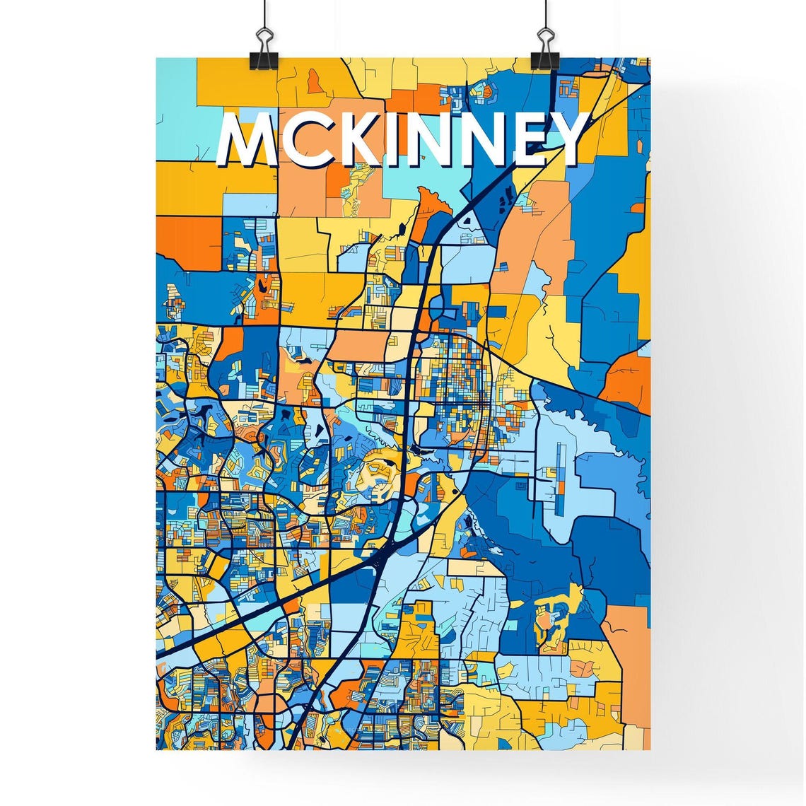 McKinney Texas Colorful Modern City Street Map Artwork Poster - Image 4