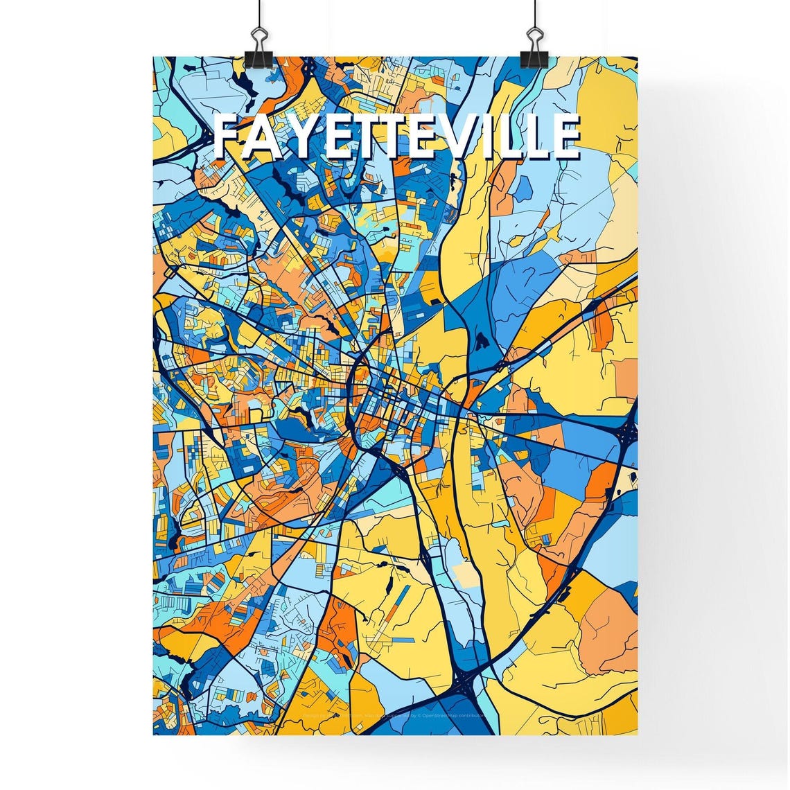 Fayetteville North Carolina Colorful City Map Art Home Decor Poster - Image 4