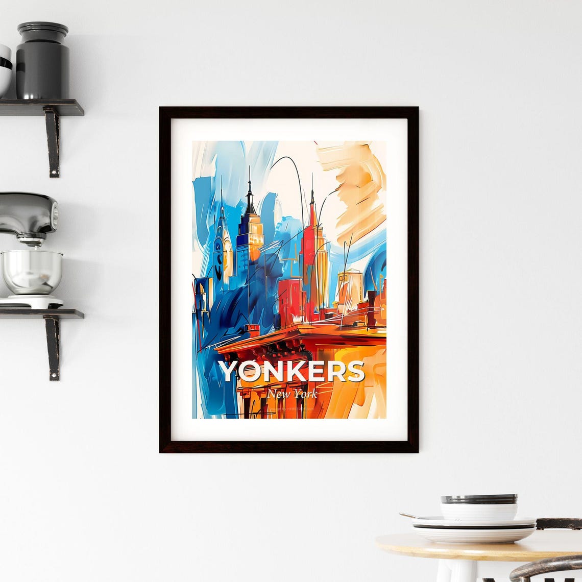 Yonkers New York Colorful Abstract Skyscrapers Skyline Poster - Image 2
