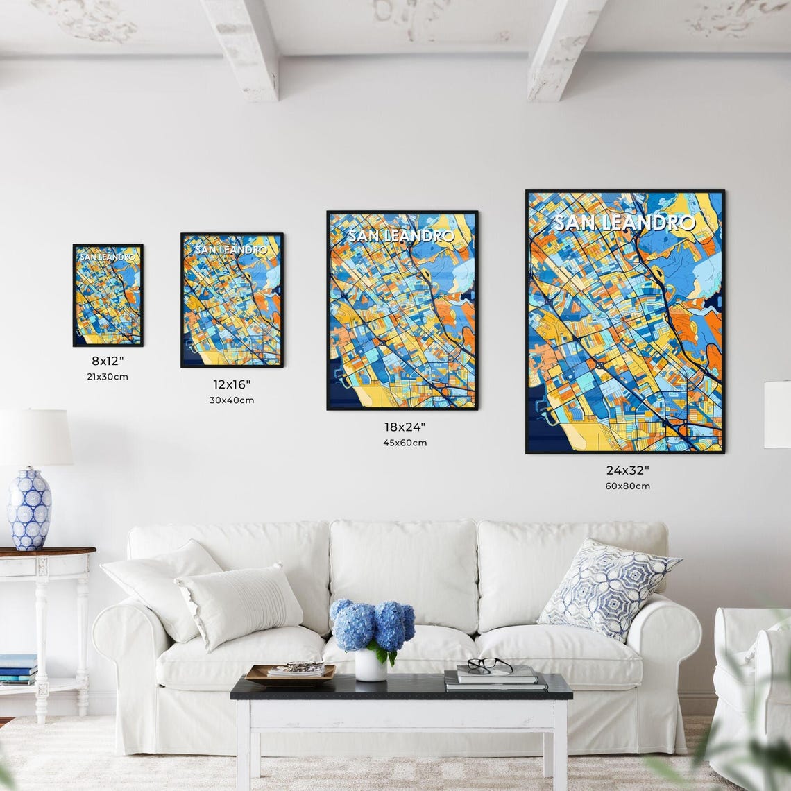 San Leandro California City Map Poster Colorful Modern Wall Decor - Image 3