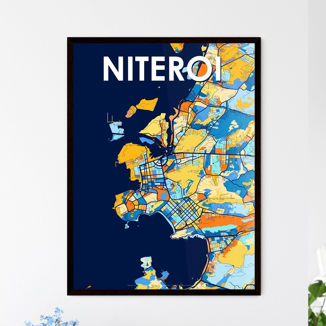 Niteroi Brazil Colorful Modern City Street Map Travel Decor Poster
