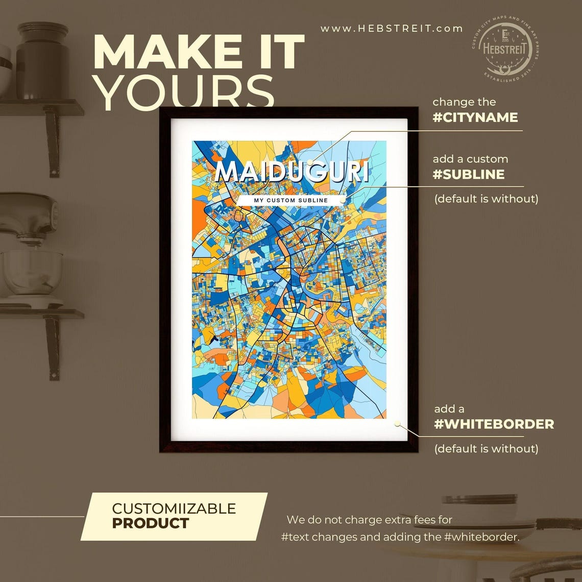 Maiduguri Nigeria Bold Vibrant Geometric City Map Art Poster - Image 2