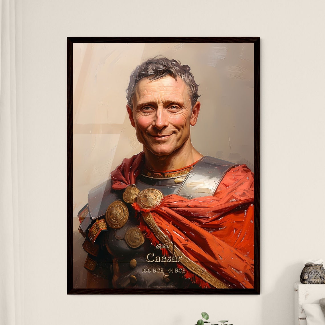 Julius Caesar Roman Emperor Armor Red Cloak Oil Portrait Poster