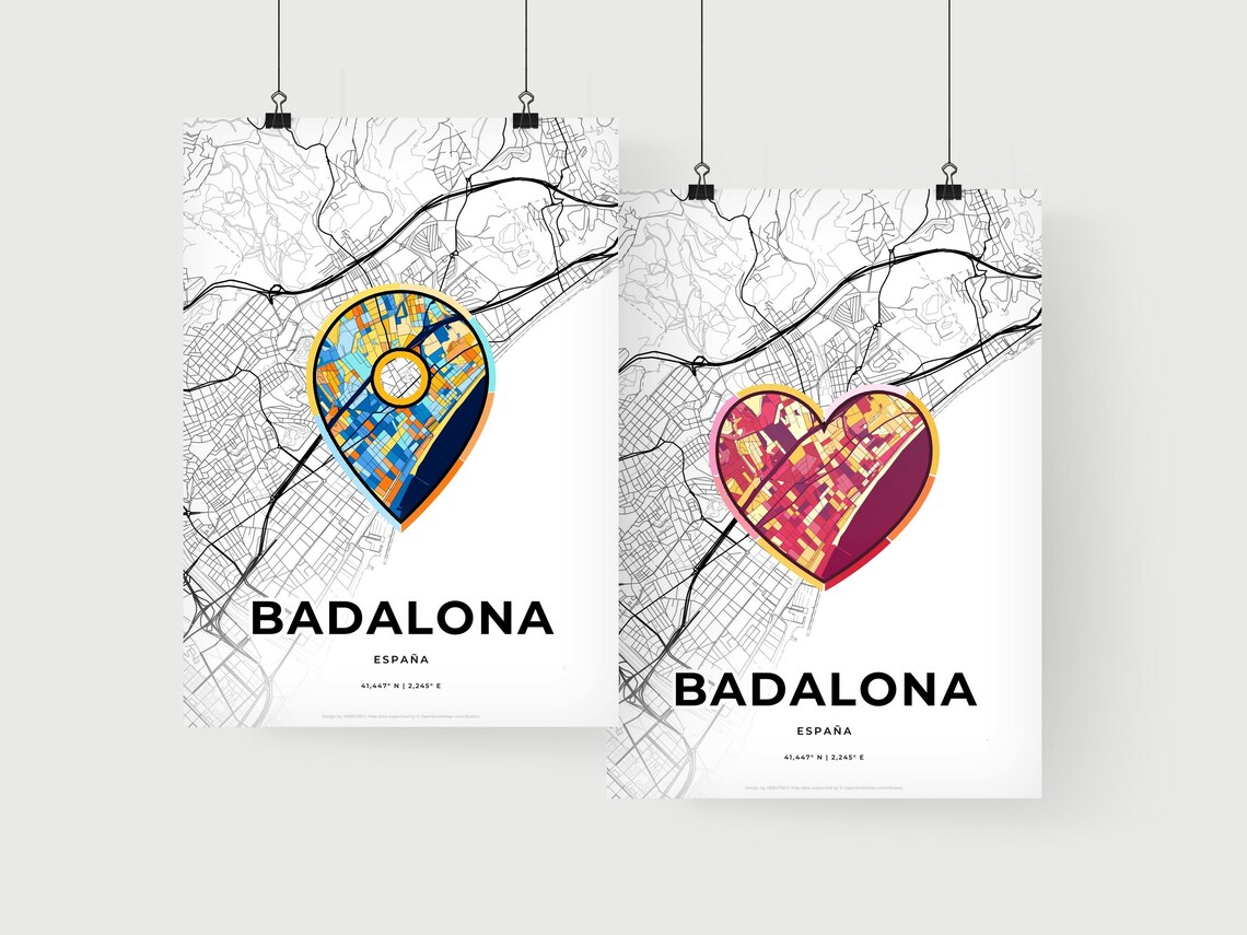 Badalona Spain Romantic Minimalist Heart City Map Art Poster - Image 2