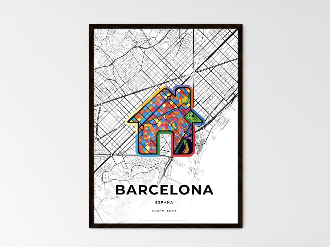 Barcelona Spain Romantic Minimalist Heart City Map Art Poster - Image 3