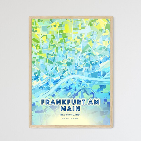 Frankfurt am Main Germany Blue City Map Art Coordinates Print
