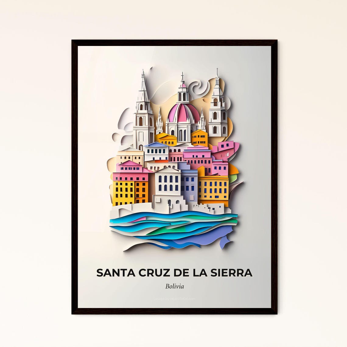 Santa Cruz De La Sierra Bolivia Paper Cut Cathedral Art Poster