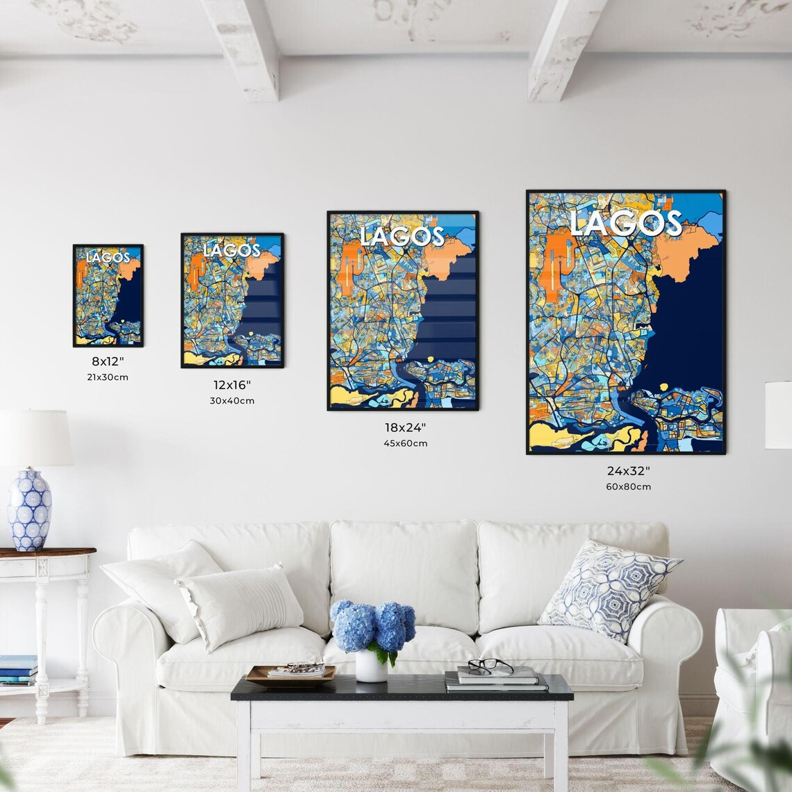 Lagos Nigeria Vibrant Modern Coastal City Map Artwork Poster - Image 3