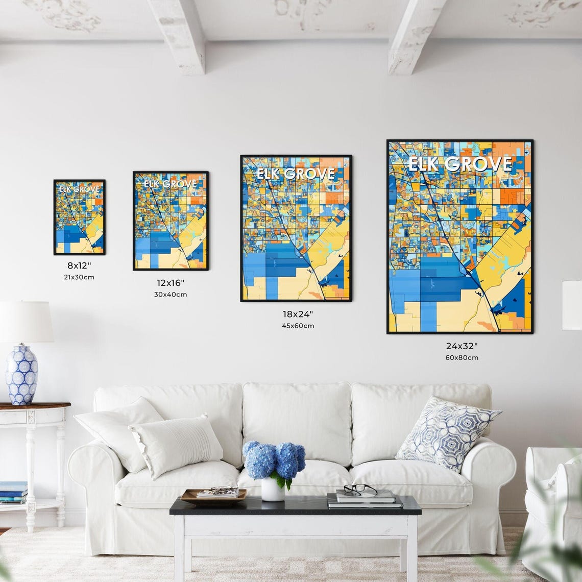 Elk Grove California Art Map Poster Vibrant Unique Wall Decor Personalisable Gift For Home Or Office - Image 3