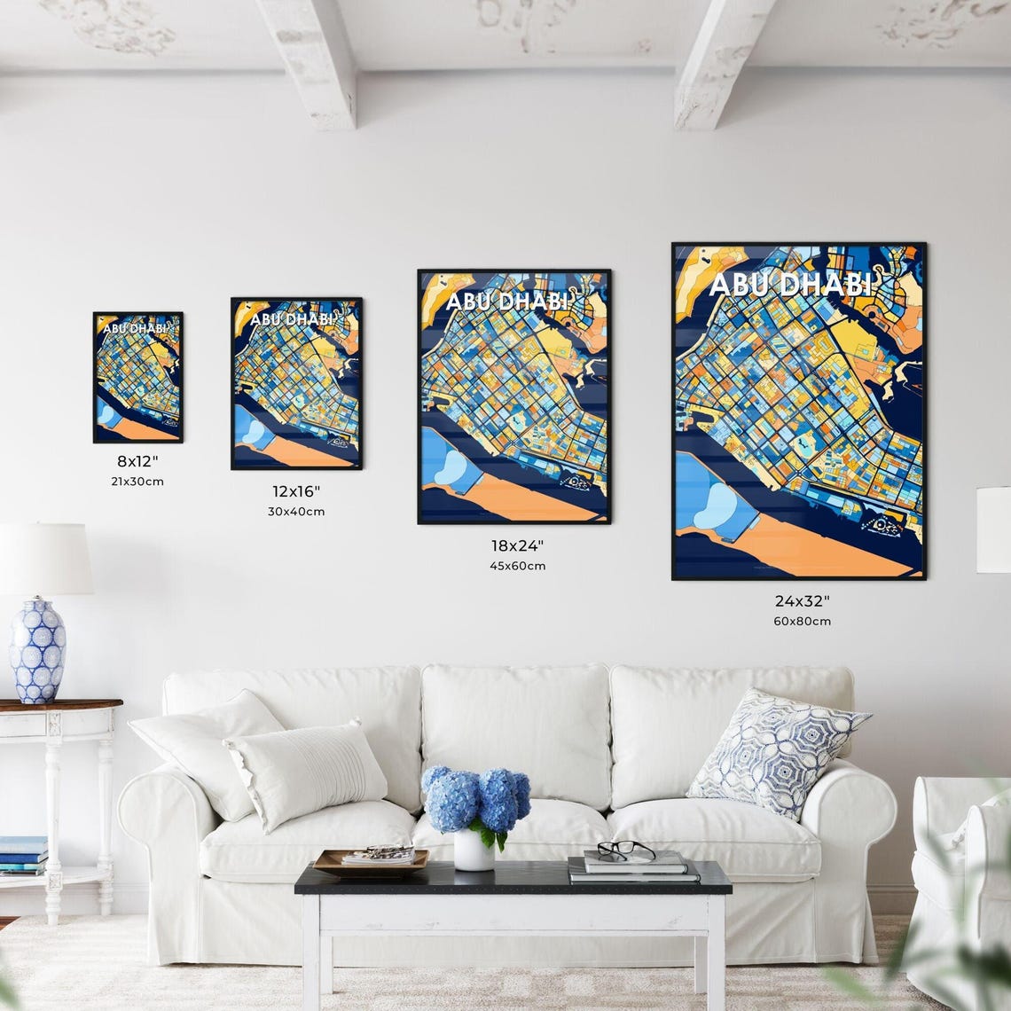Abu Dhabi UAE Colorful Modern City Street Map Travel Decor Poster - Image 3