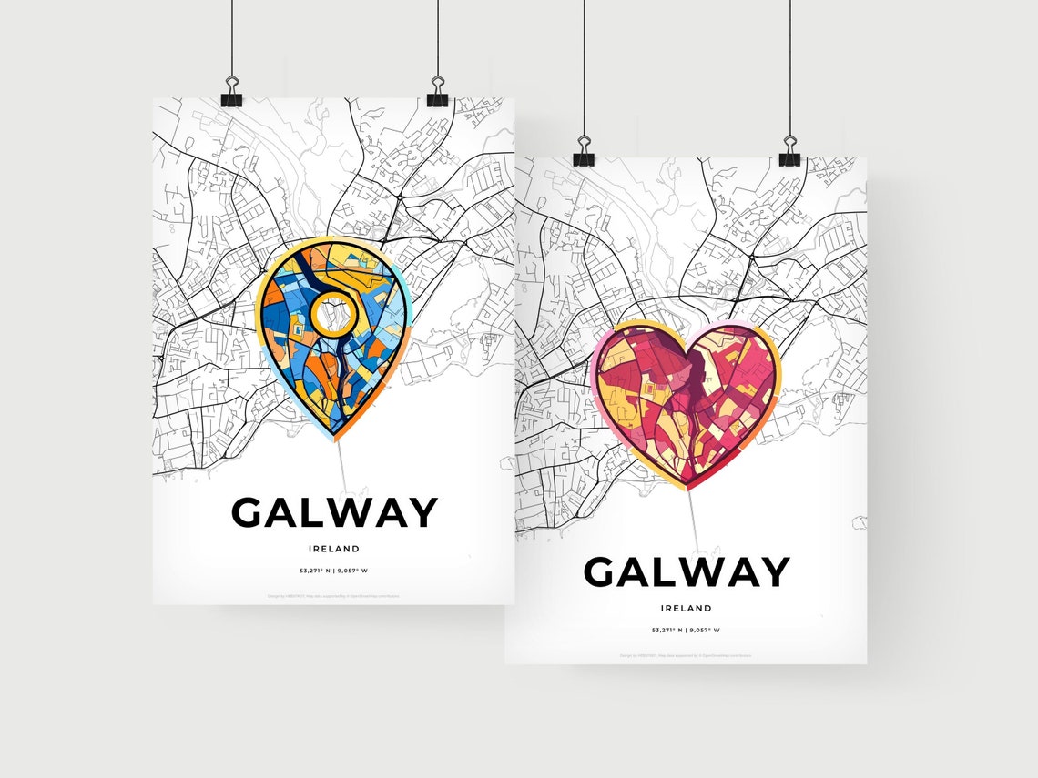 Galway Ireland Where It All Began Heart Map Coordinates Poster - Image 2