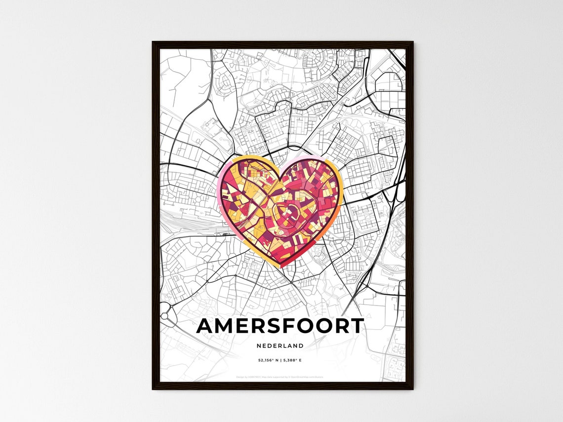 Amersfoort Netherlands Where It All Began Heart Map Coordinates Poster