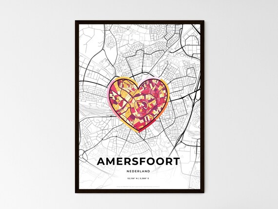Amersfoort Netherlands Where It All Began Heart Map Coordinates Poster
