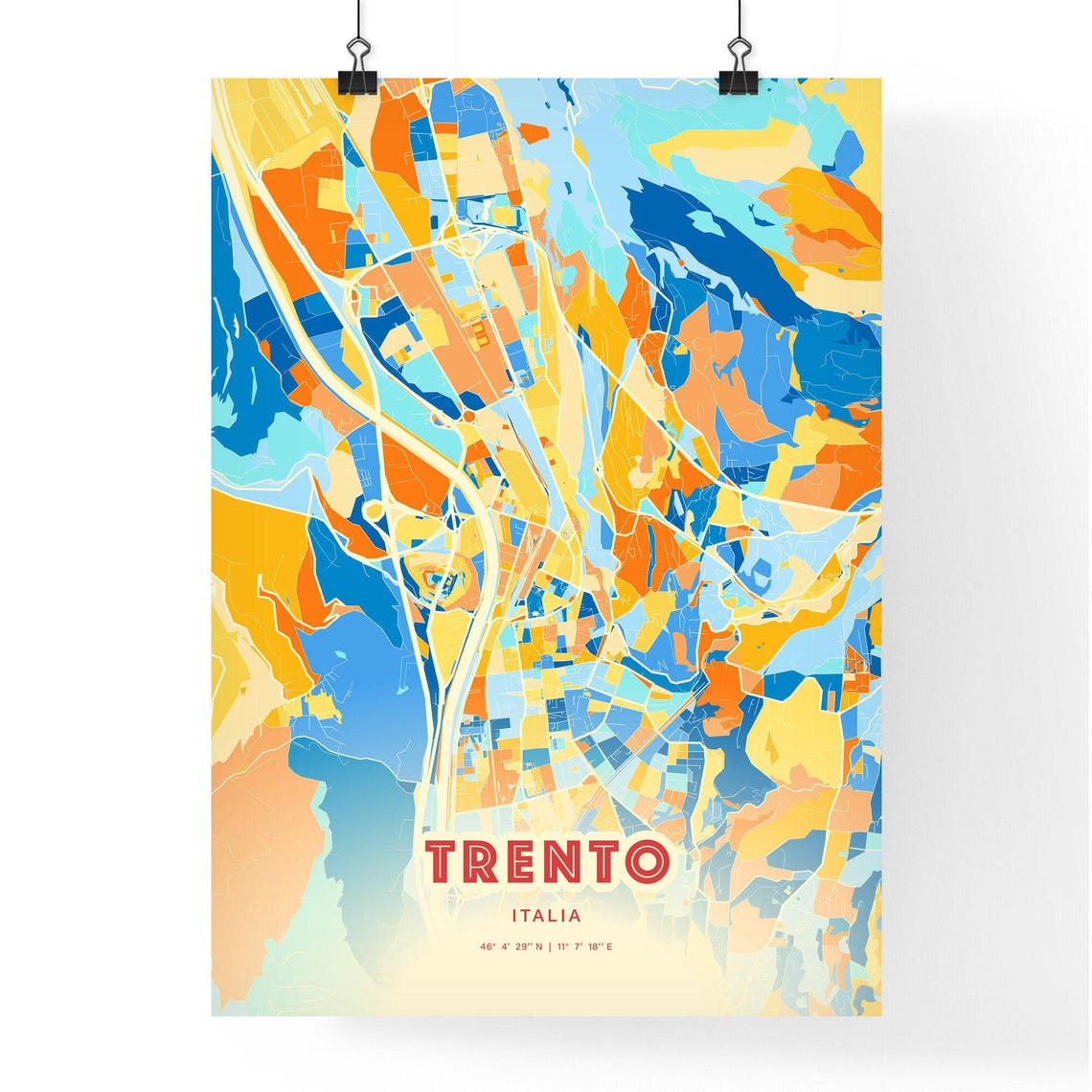 Trento Italy Colorful Modern Street Map City Decor Art Poster - Image 3
