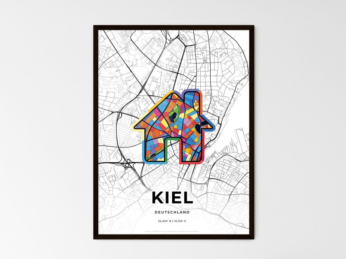 Kiel Deutschland City Map Red Heart Street Map Poster Germany Gift - Image 3