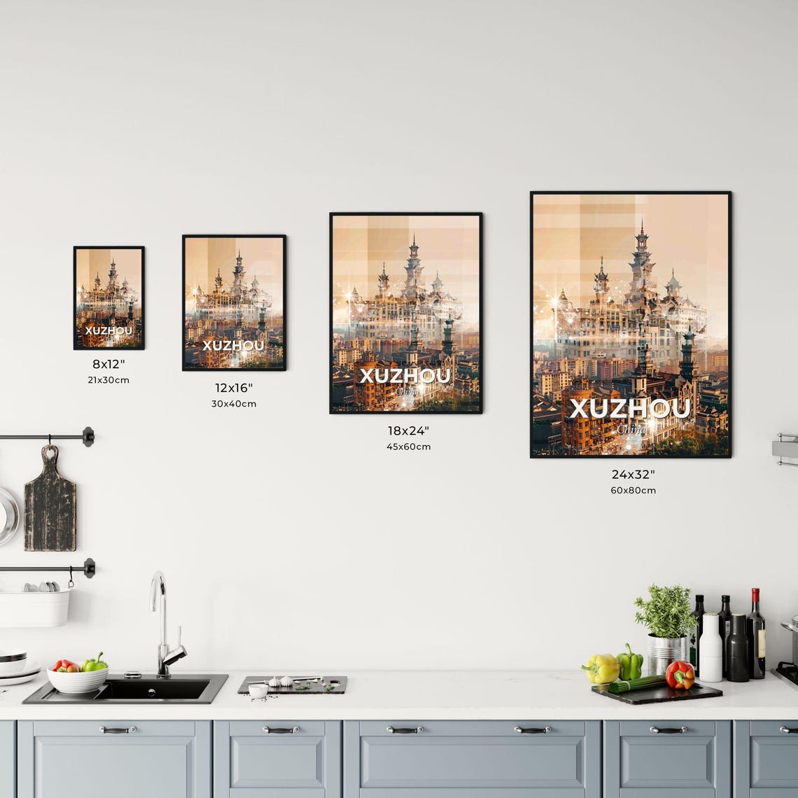 Xuzhou China Golden Pagoda Towers Modern City Skyline Art Poster - Image 3