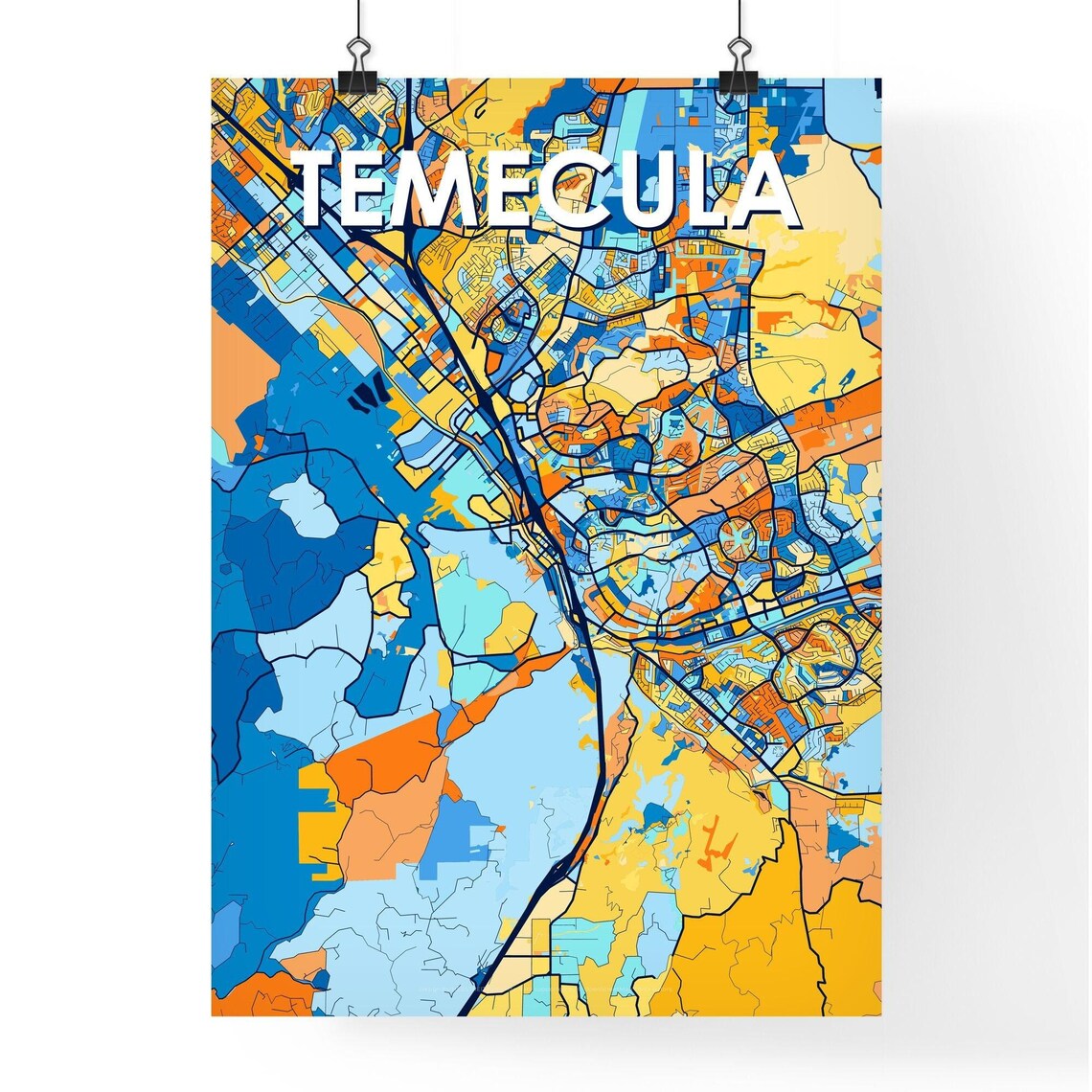 Temecula California Colorful Modern City Street Map Travel Decor Poster - Image 4