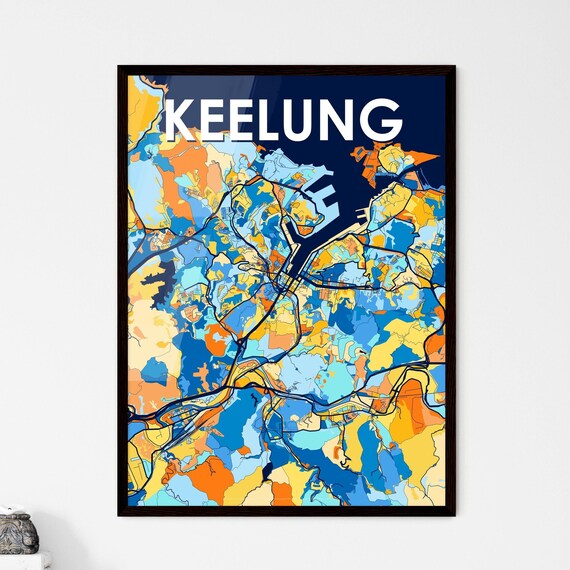 Keelung Taiwan Bold Colorful Vibrant City Street Map Art Poster