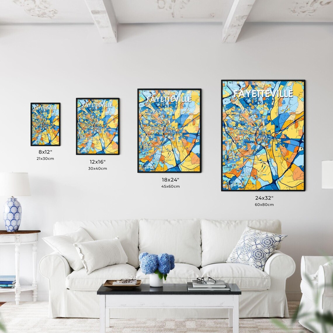 Fayetteville North Carolina Colorful City Map Art Home Decor Poster - Image 3