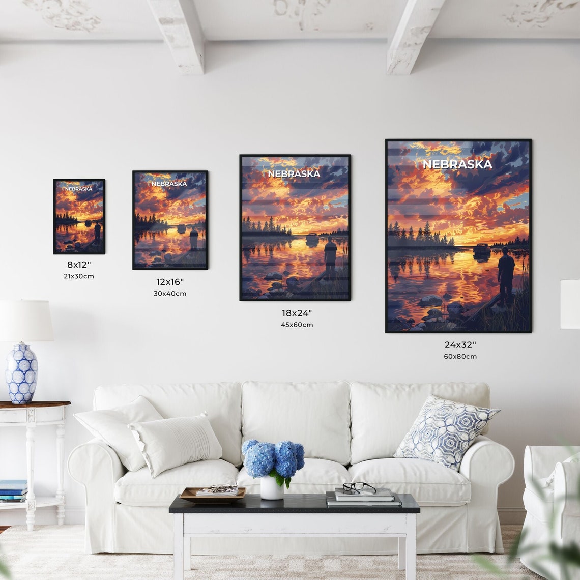 Nebraska Lake Sunset Pickup Truck Shoreline Dramatic Sky Poster - Image 3