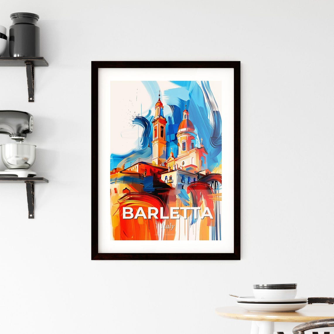Barletta Italy Vibrant Watercolor Cathedral Town Decor Poster - Image 2