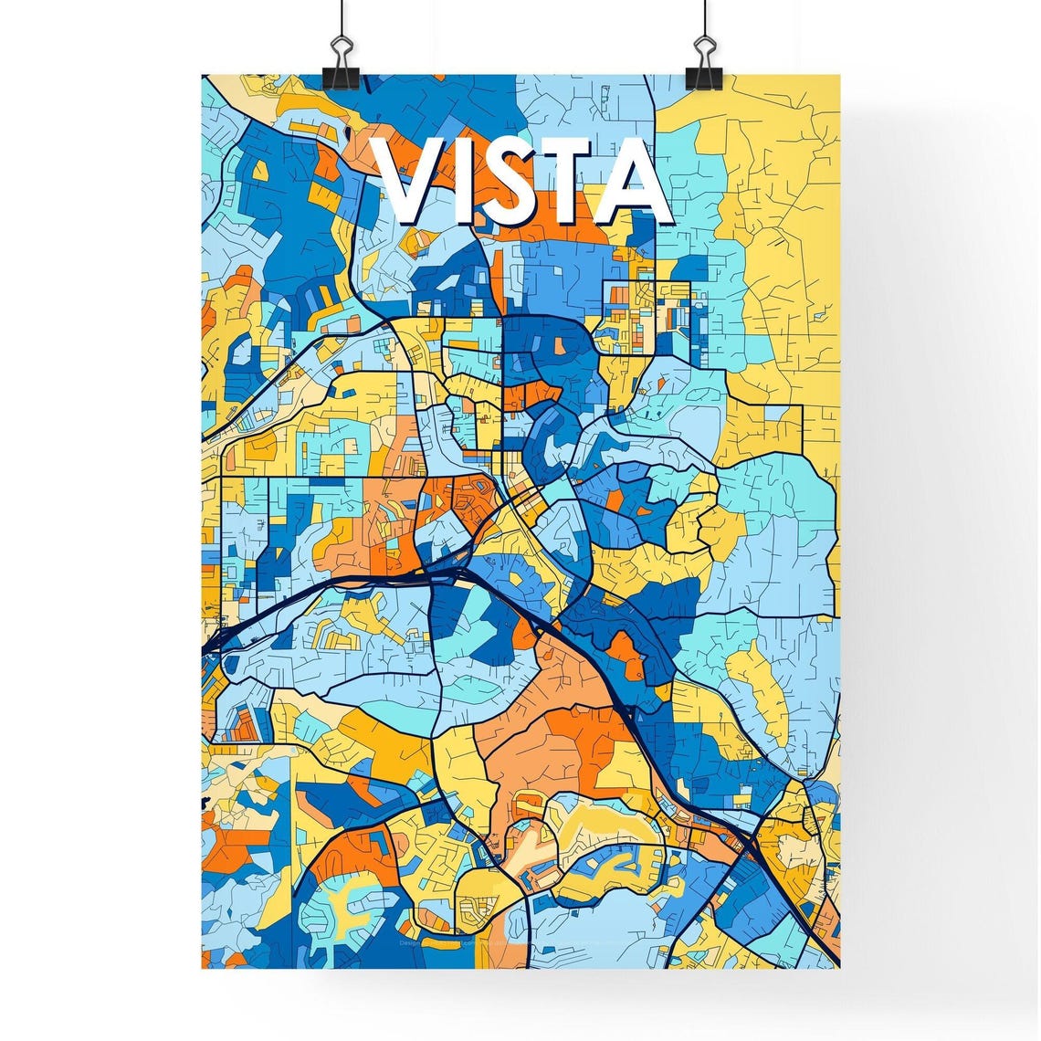 Colorful City Map Art Poster of Vista California for Home Decor - Image 4