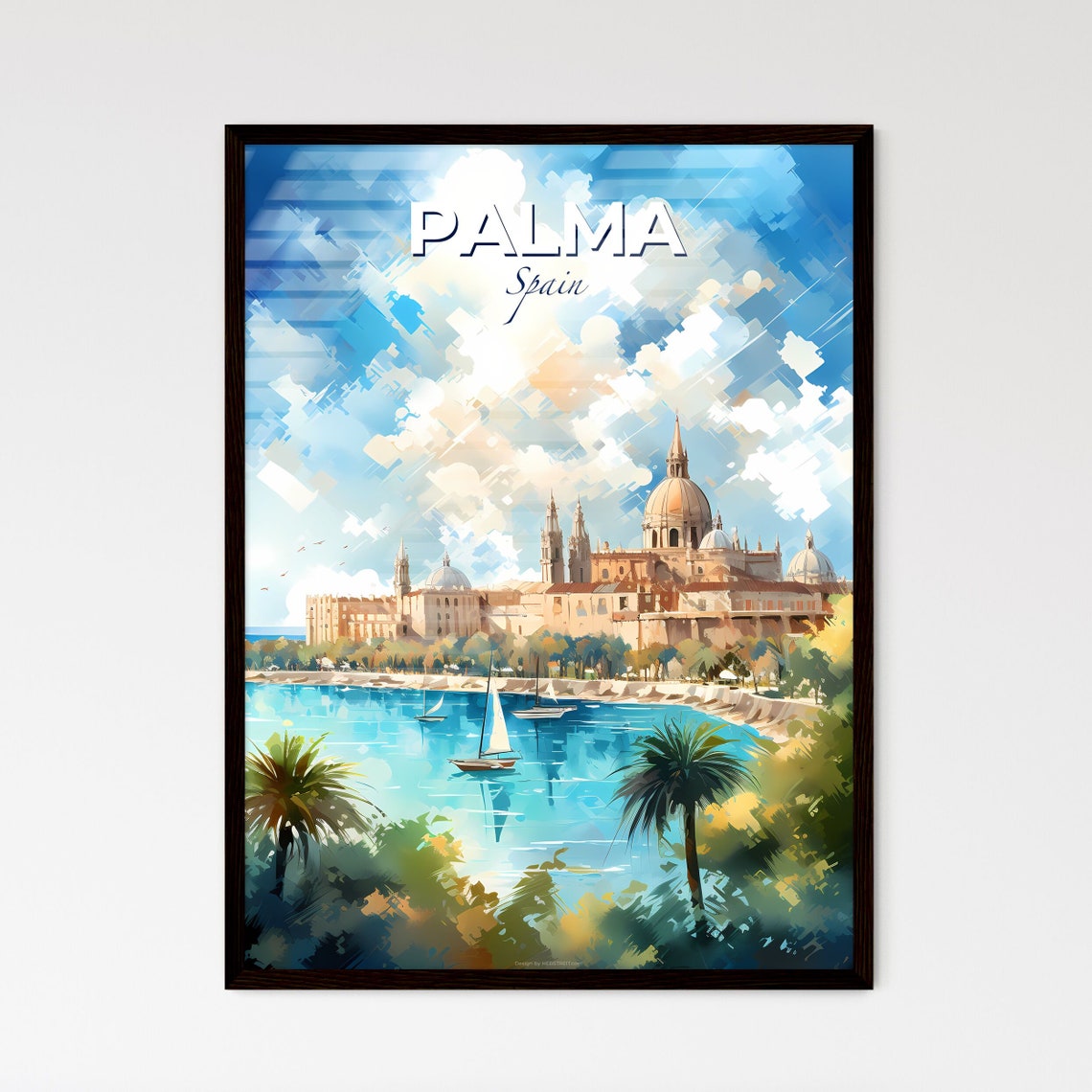 Palma Spain Cathedral on the Sparkling Mediterranean Bay Poster
