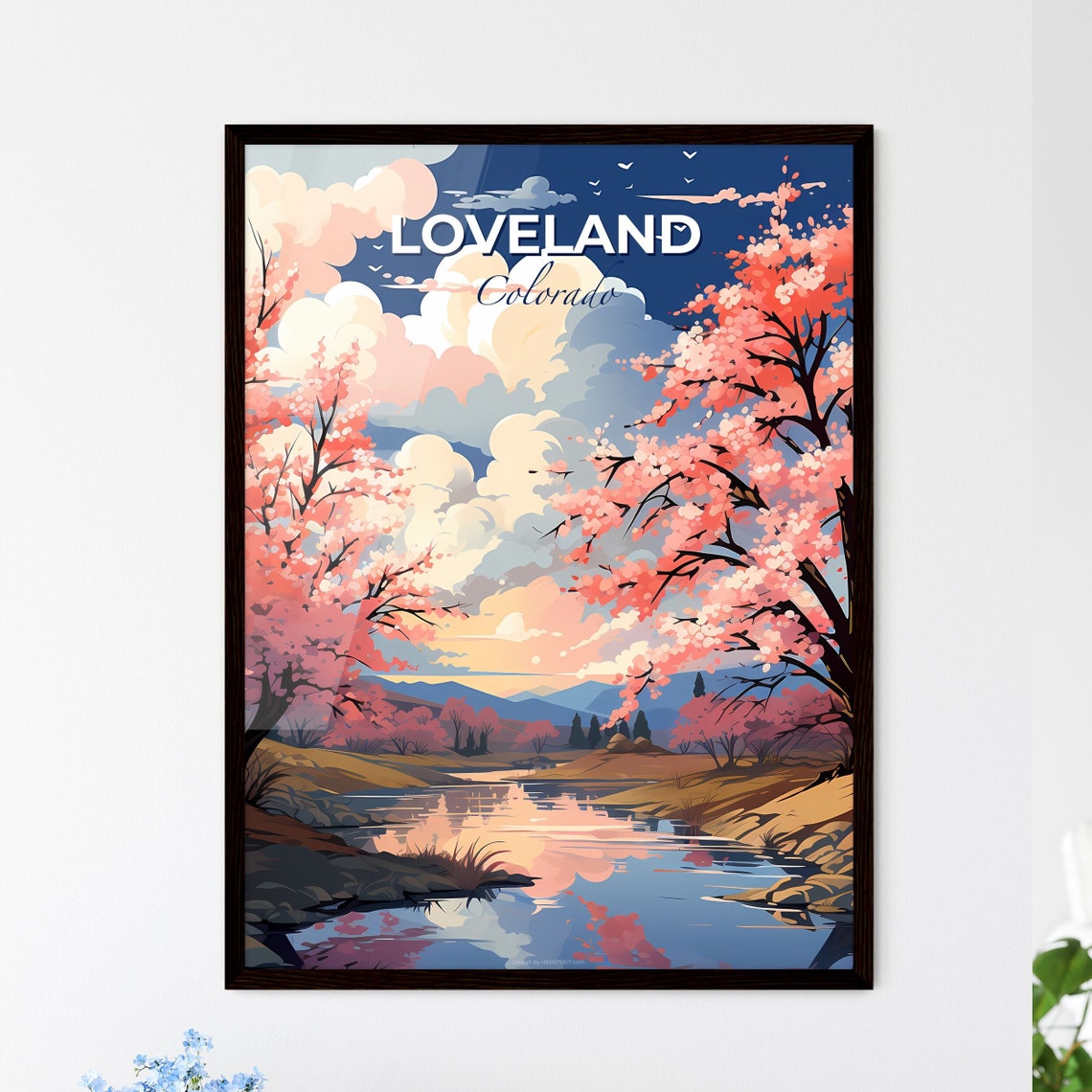Loveland Colorado River Blossom Mountain Sunset View Travel Poster