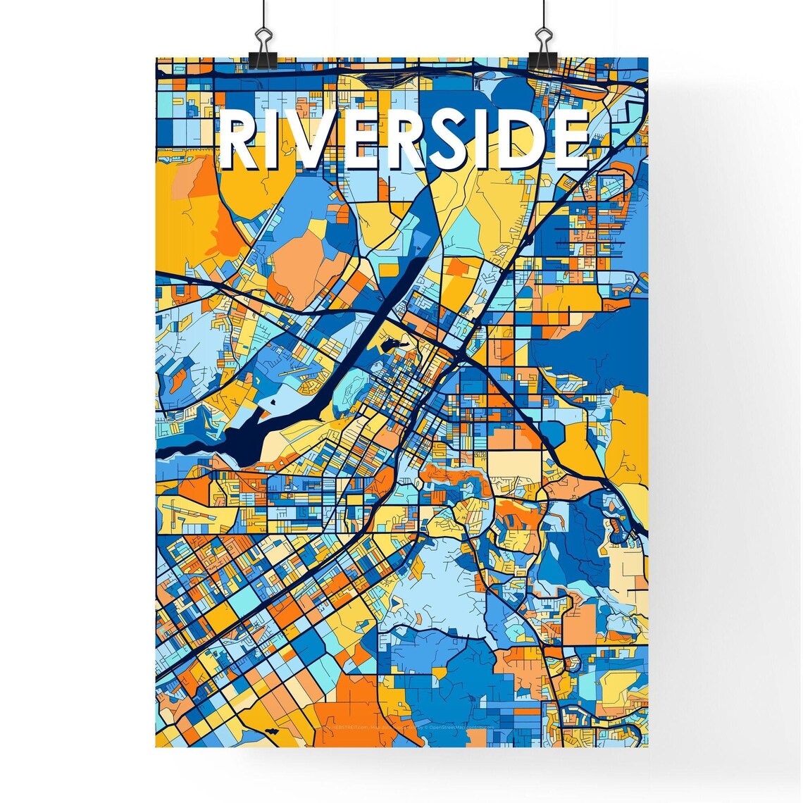 Riverside California Bold Colorful City Map Art Poster Great Hometown Gift - Image 4