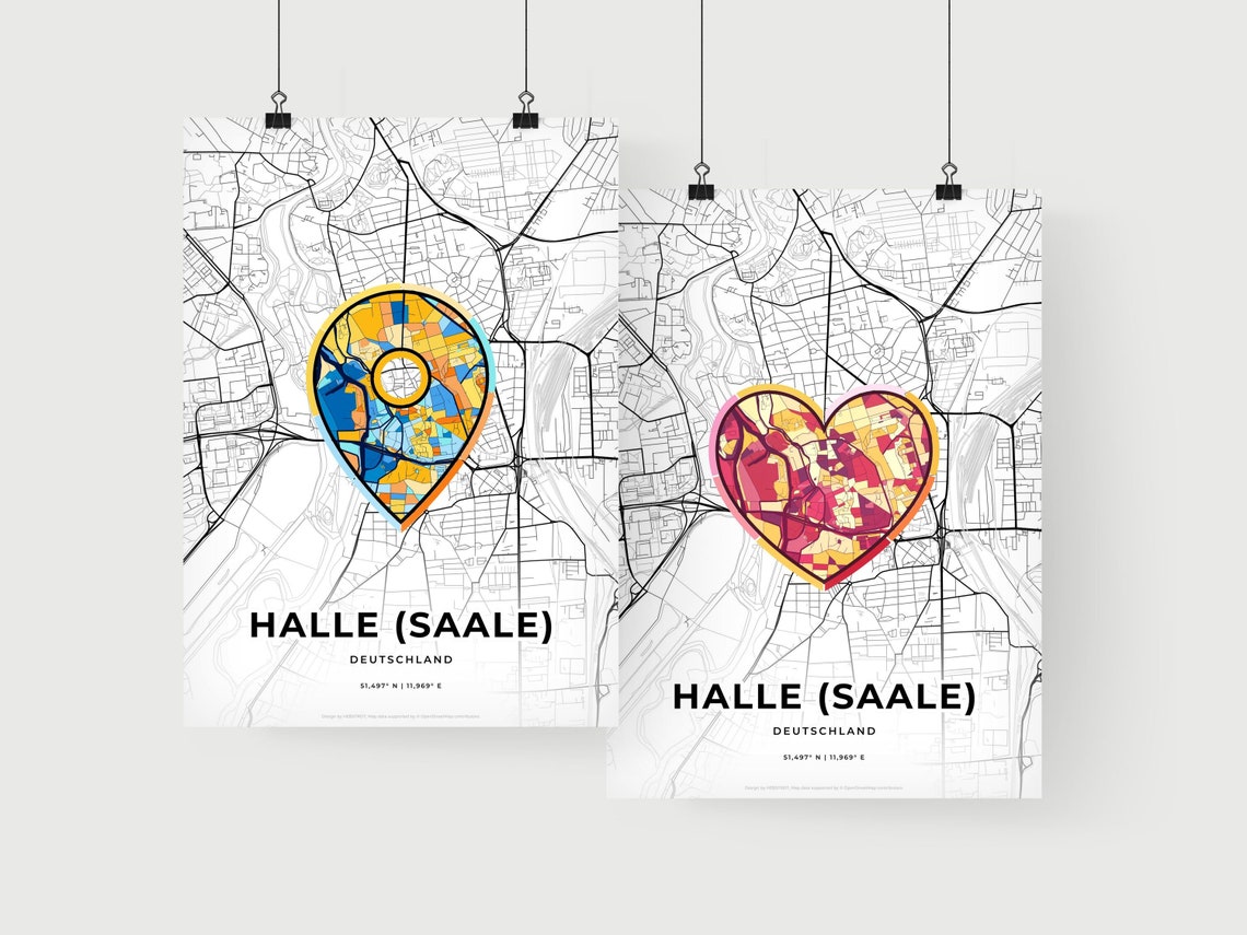 Halle Saale Germany Where It All Began Heart Map Coordinates Poster - Image 2