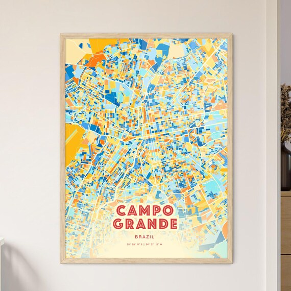 Campo Grande Brazil Colorful City Map Art Coordinates Poster