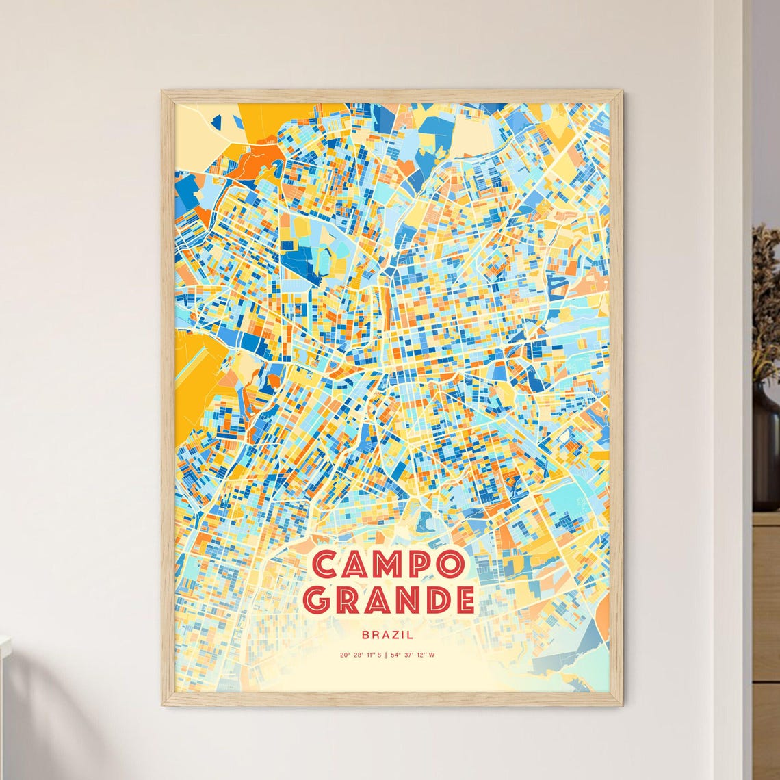 Campo Grande Brazil Colorful City Map Art Coordinates Poster