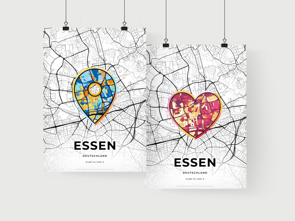 Essen Germany Where It All Began Heart Map Coordinates Poster - Image 2