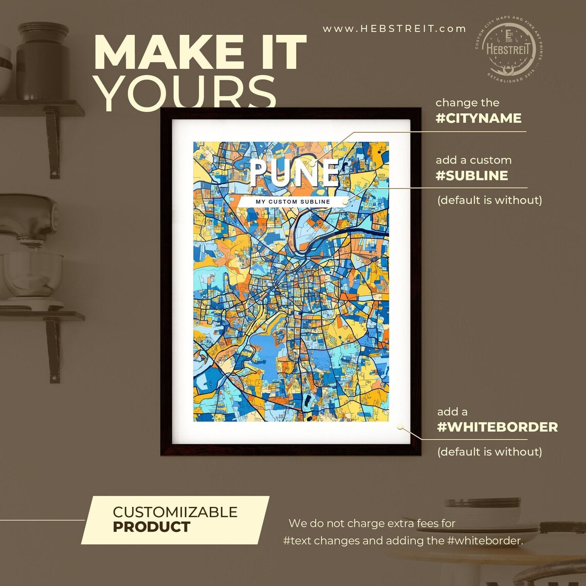 Pune India Maharashtra Bold Vibrant Colorful City Map Art Poster - Image 2