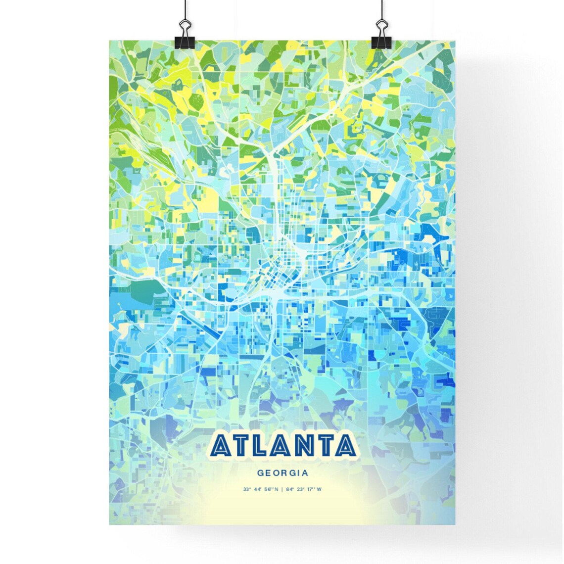 Atlanta Georgia Colorful Abstract Watercolor City Street Map Art Poster - Image 3