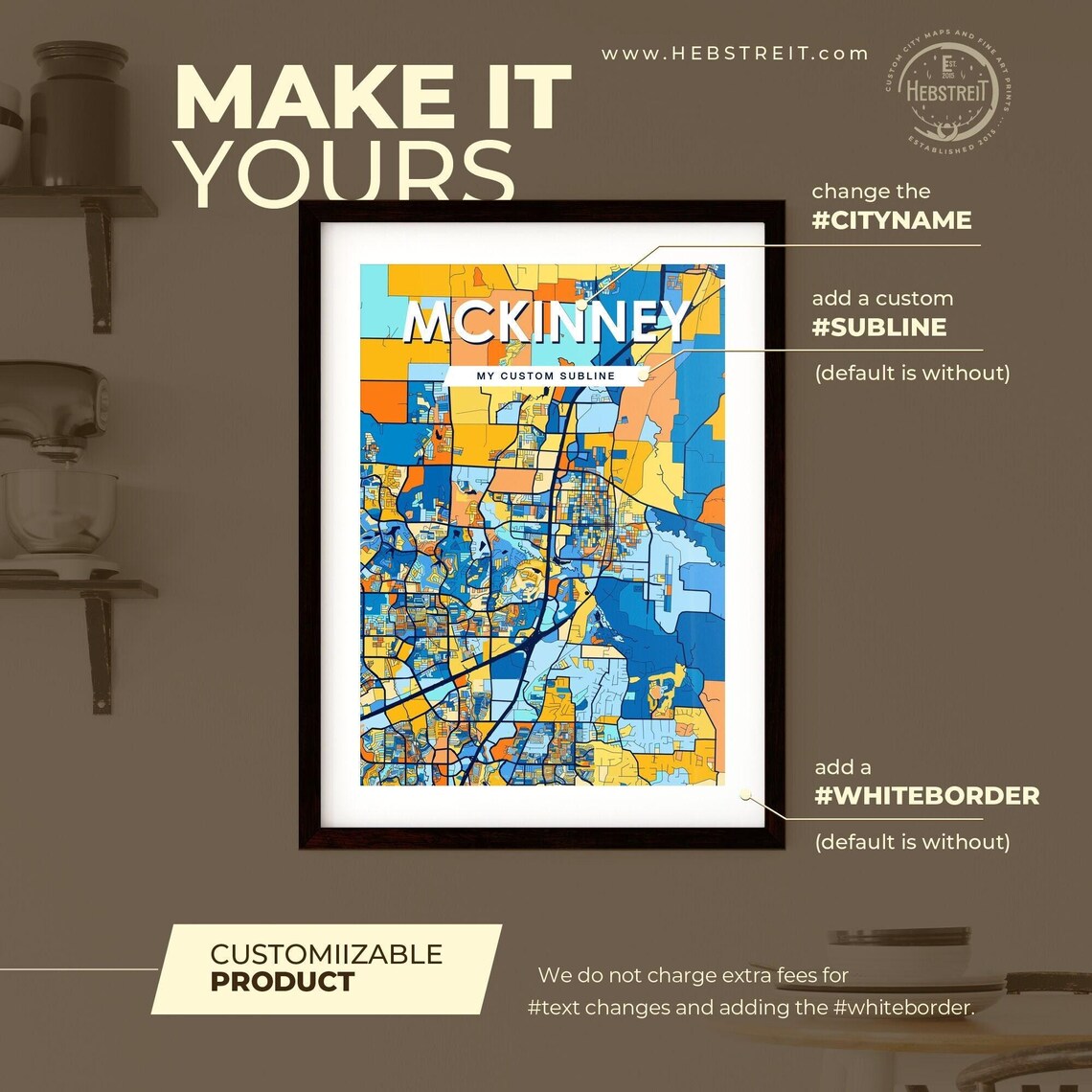 McKinney Texas Colorful Modern City Street Map Artwork Poster - Image 2